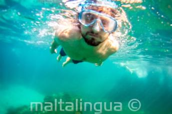 Un student care face snorkel