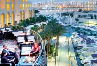 Rear balcon and Portomasso Harbor at the Hilton Malta
