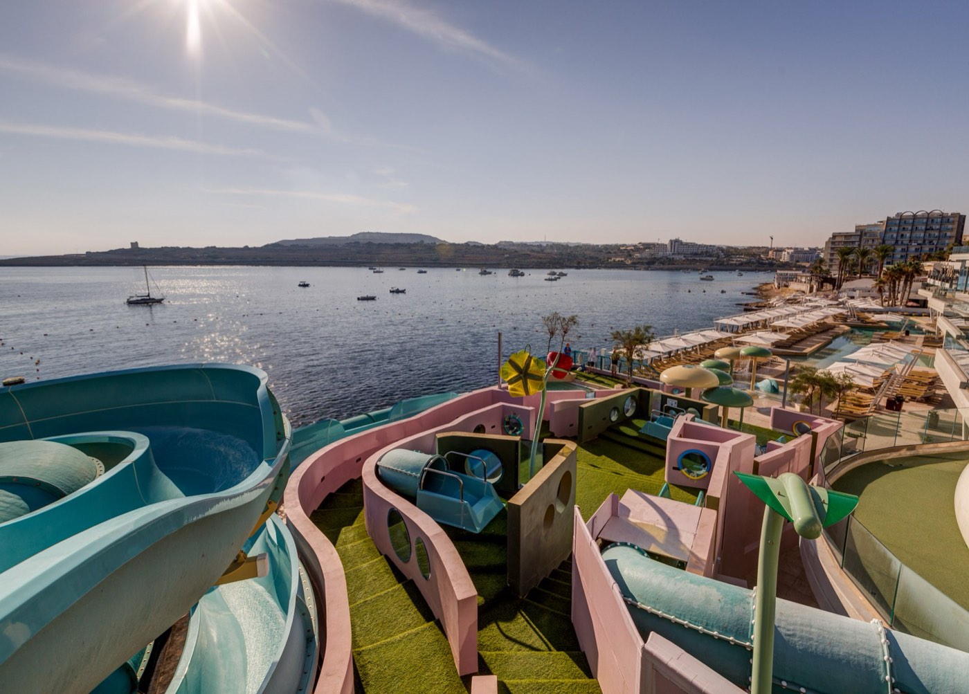 AX ODYCY Hotel rooftop water park overlooking St Paul's Bay — the Reședință Superior for 16–17s